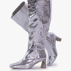 Silver Knee-High Boots